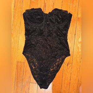 Zara Black Lace Detail Bodysuit